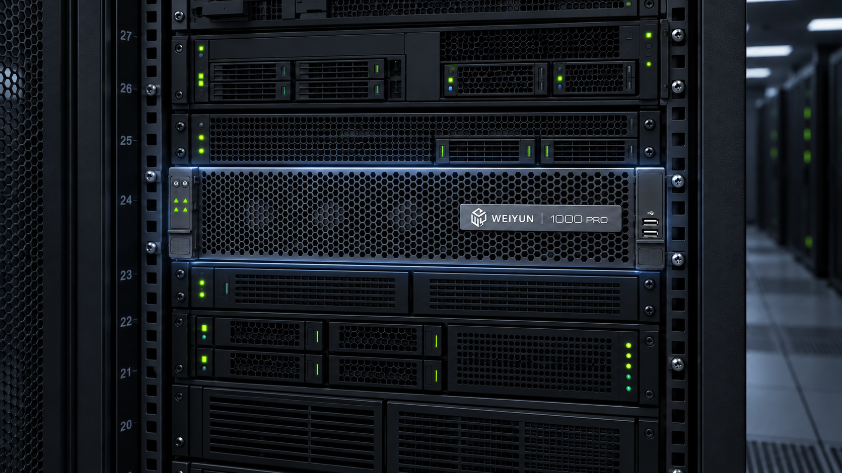 Illustrative Weiyun 1000Pro deployment in an enterprise server rack
